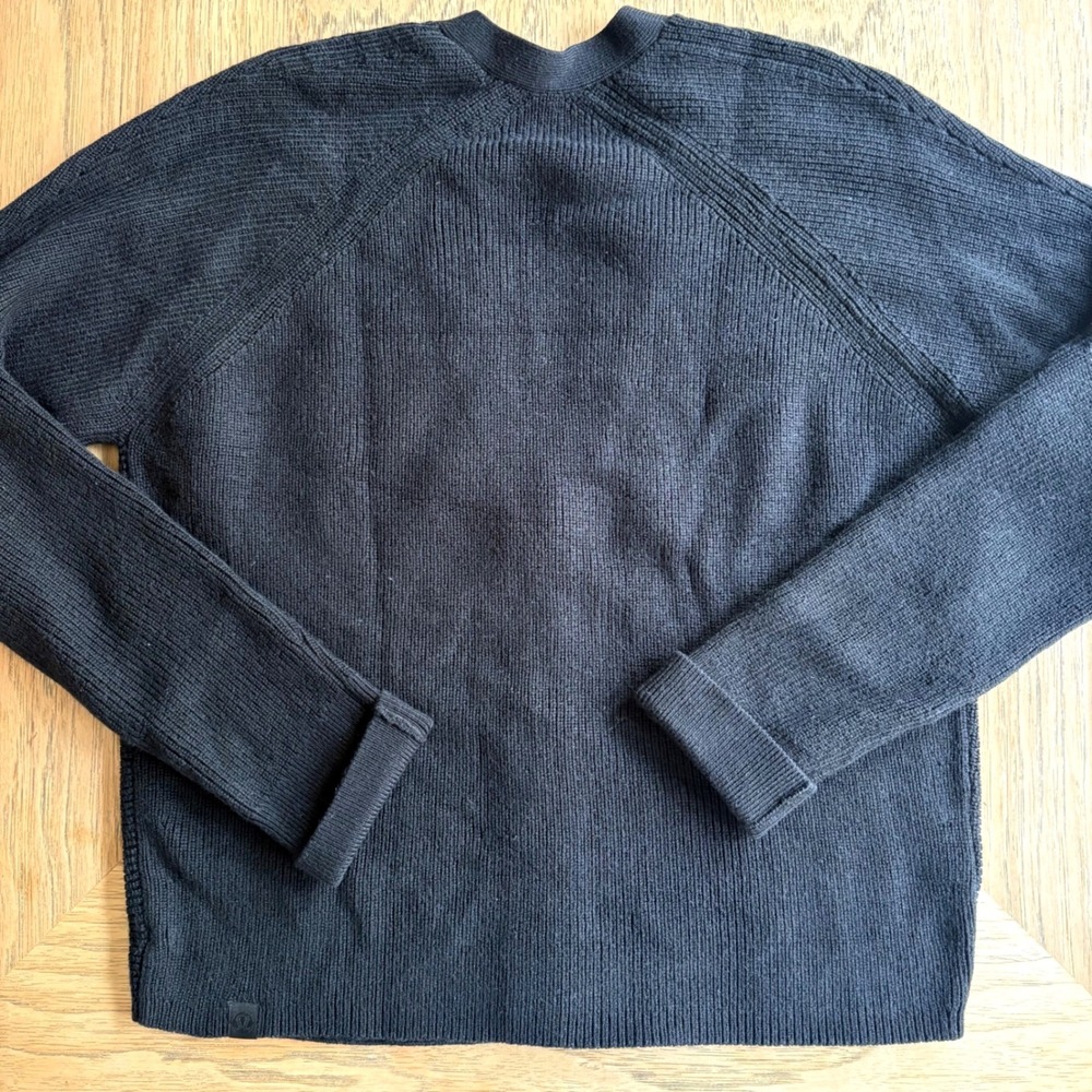 LULULEMON Blk Merino Wool Blend Ribbed Knit Button Front Cardigan Sweater Wmn S - Picture 3 of 9